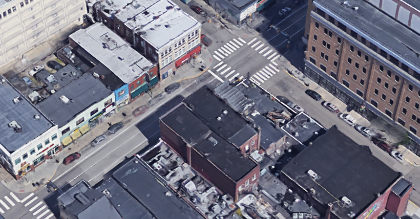 The Forbes Ave. roofs in question.